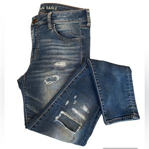 AMERICAN EAGLE Women’s Super Stretch Faux Distressed Jeggings SIZE 8 Long